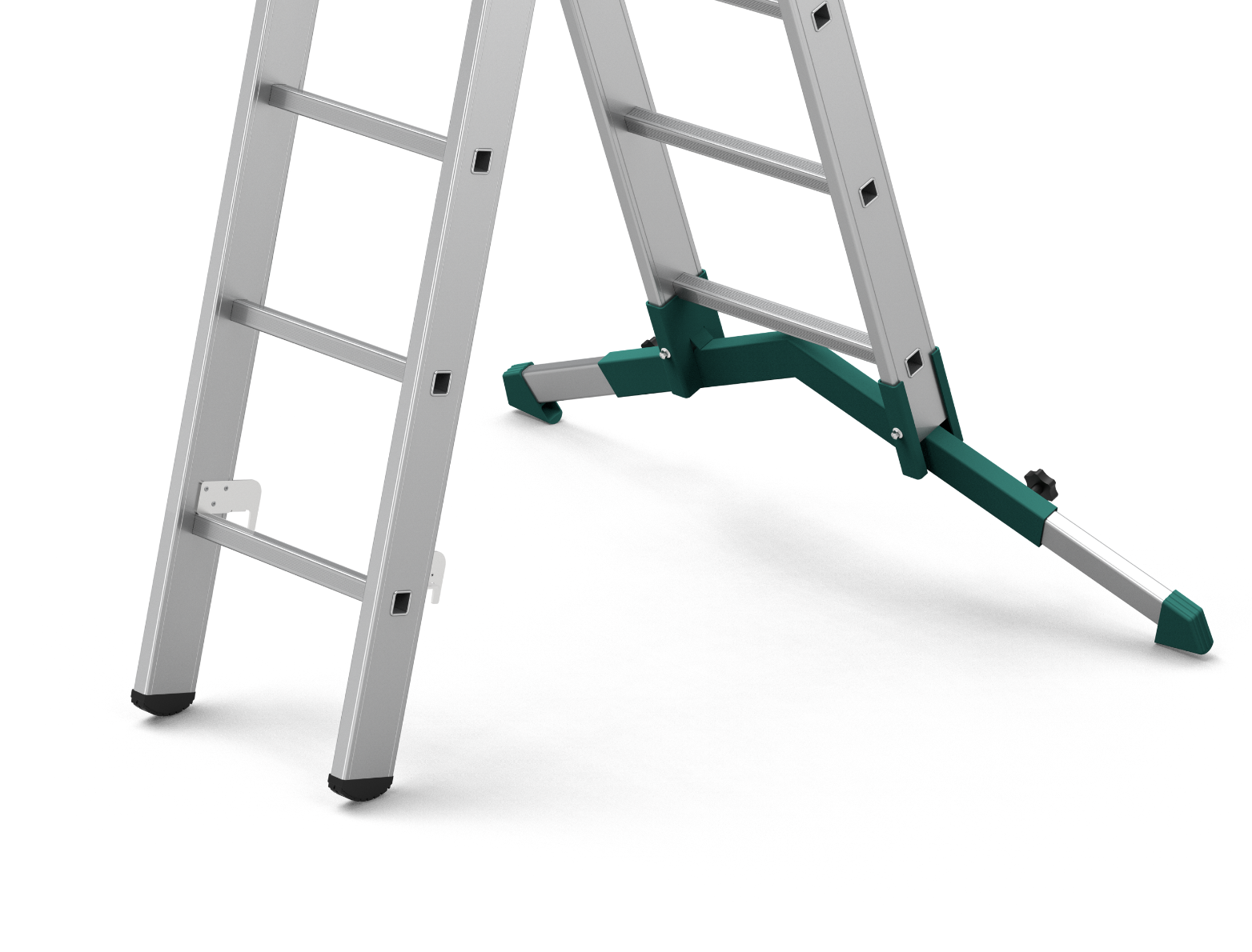 2 SECTION ALUMINIUM INDUSTRIAL LADDER WITH TELESCOPIC BASE - A TYPE - PRO gallery image 2