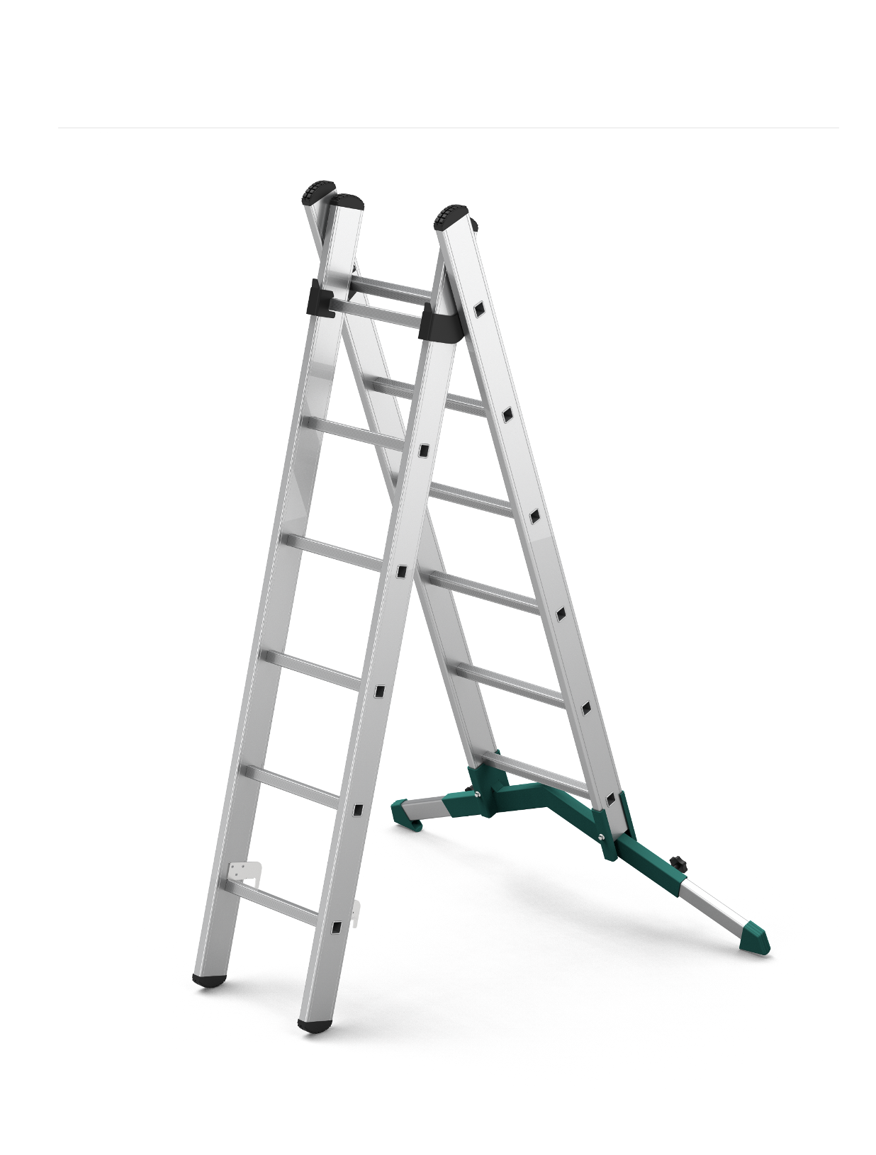 2 SECTION ALUMINIUM INDUSTRIAL LADDER WITH TELESCOPIC BASE - A TYPE - PRO